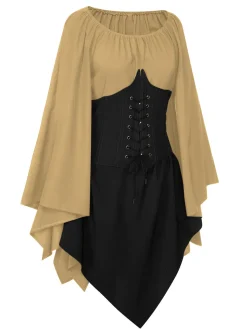 Discount Retro Stage 1950s Halloween Bat Sleeves Patchwork Dress