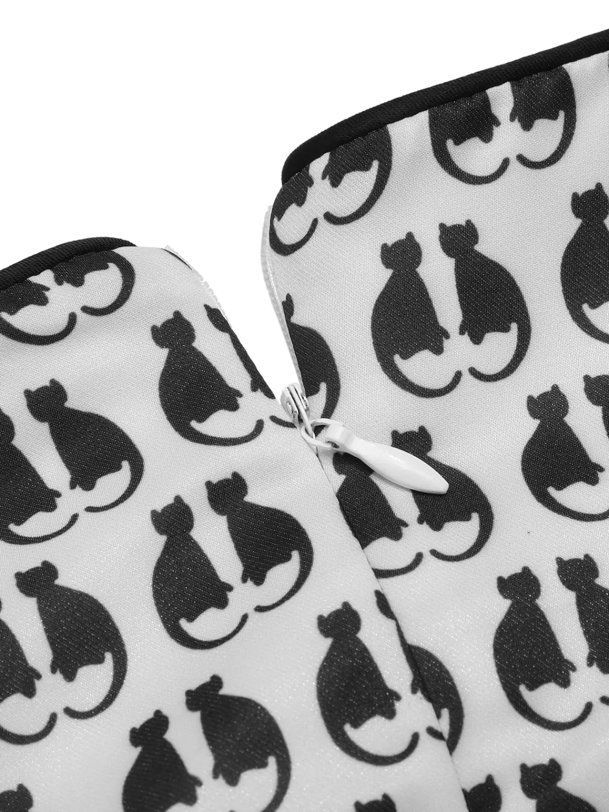 Outlet Retro Stage 1950s Halloween Cat Print Velvet Bow Dress White