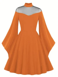 Outlet Retro Stage 1950s Halloween Flare Sleeve Swing Dress