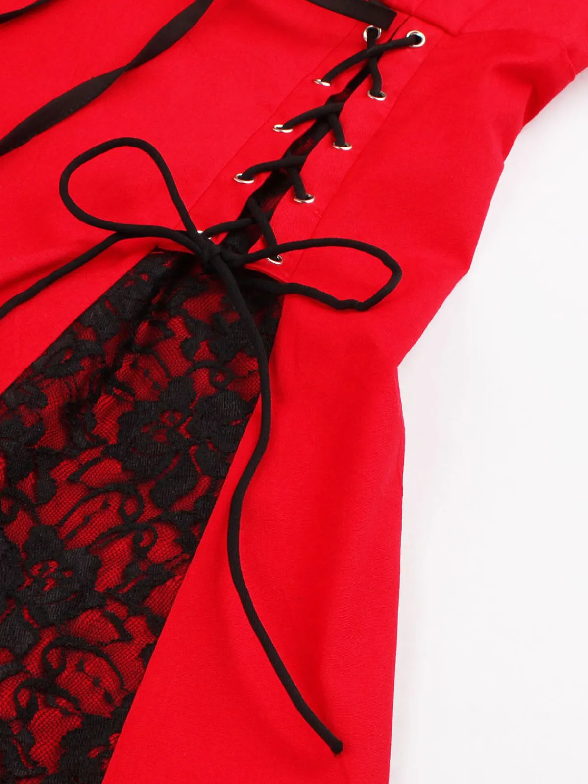 Hot Retro Stage 1980s Halloween Lace Patchwork Swing Dress