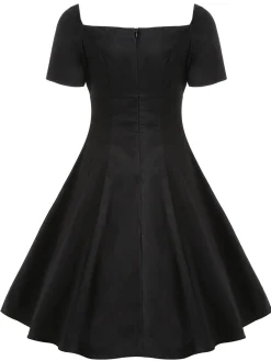 Hot Retro Stage 1980s Halloween Lace Patchwork Swing Dress