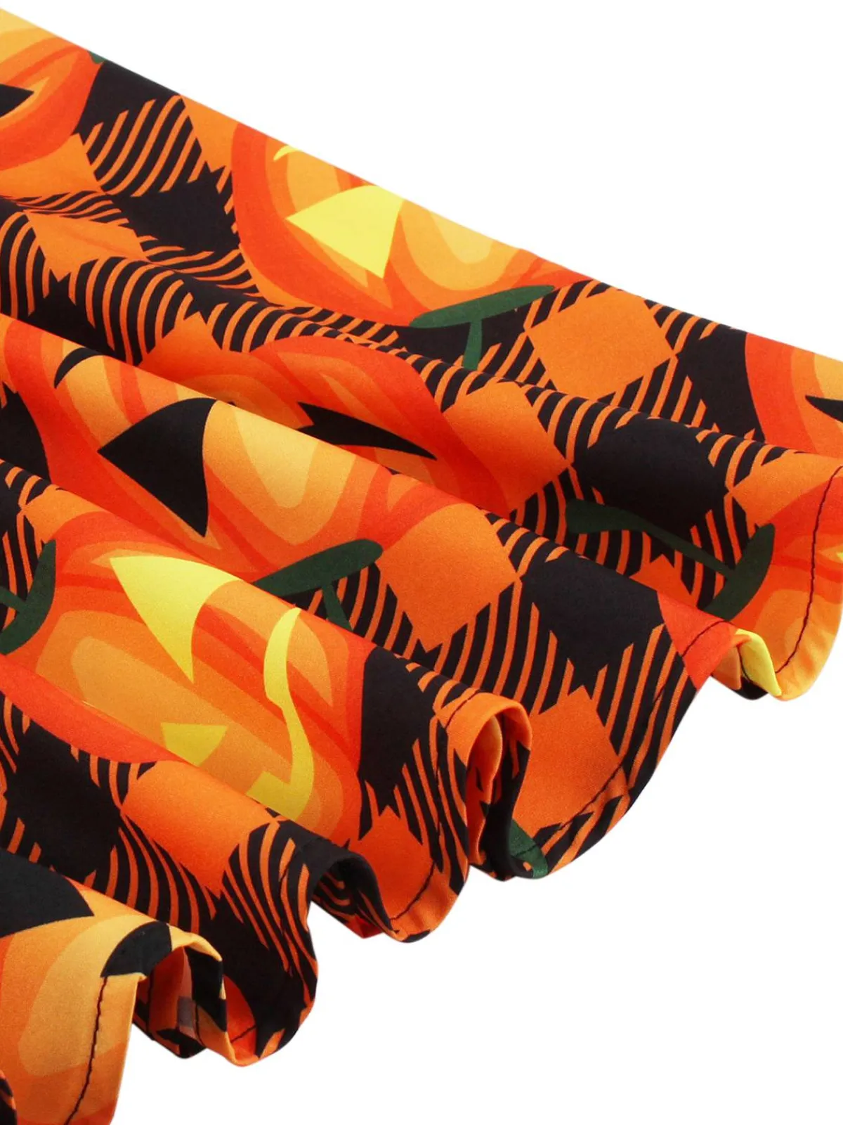 New Retro Stage 1950s Halloween Pattern Wave Neck Patchwork Dress