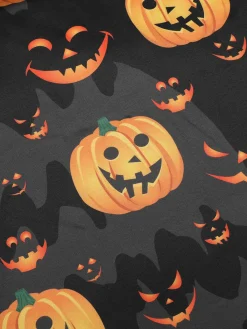 Online Retro Stage 1950s Halloween Pumpkin Bow Tie Dress Black