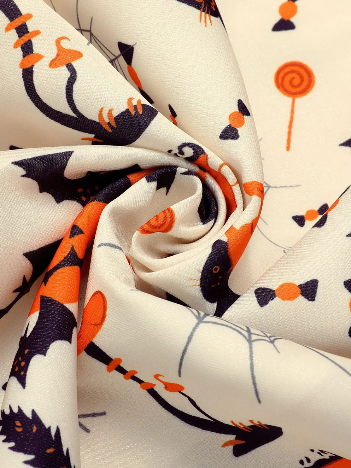Best Retro Stage 1950s Halloween Pumpkin Cat Knitted Top Patchwork Dress Beige
