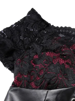 Best Retro Stage 1950s Halloween Skull Rose Lace Mesh Dress Black