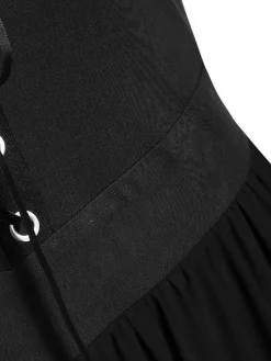 New Retro Stage 1950s Halloween Witch Transparent Sleeves Strap Dress