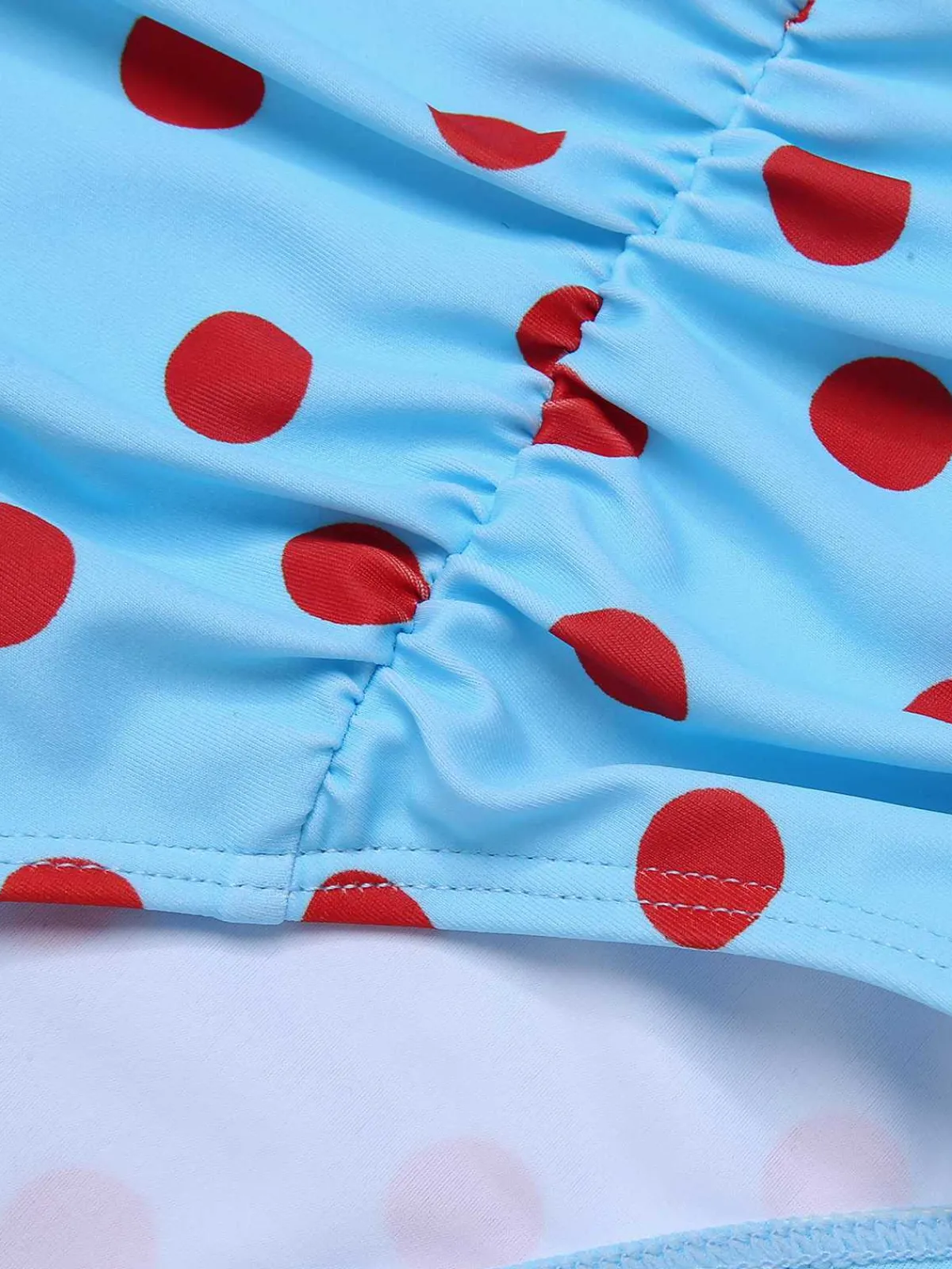 Best Retro Stage 1940s Halter Contrast Polka Dots One-Piece Swimsuit Lake Blue