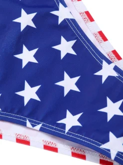 Hot Retro Stage 1960s Halter Contrast Stripes Stars Bikini Blue & Red