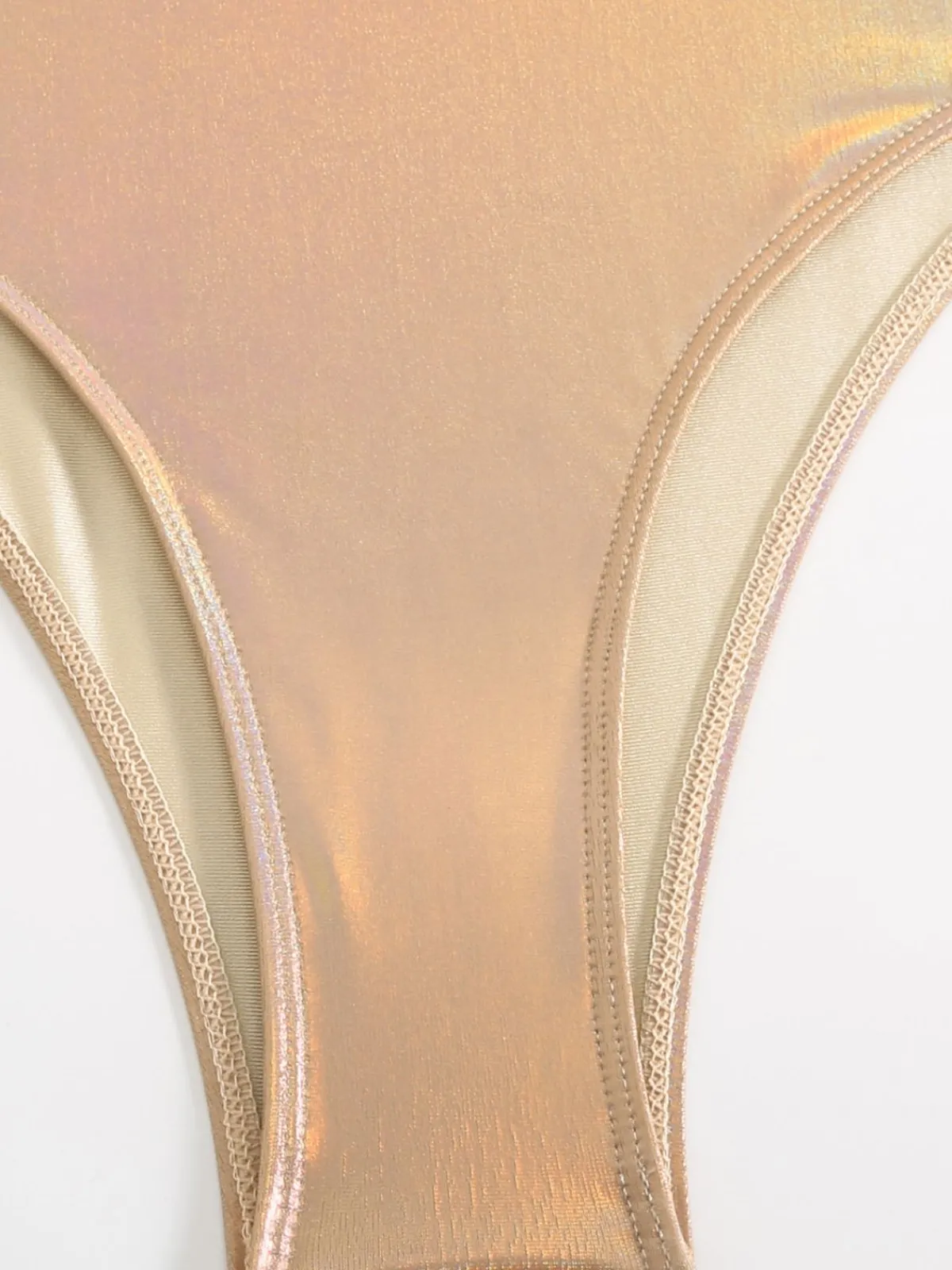 Online Retro Stage 1970s Halter Cut-Out Metallic One-Piece Swimsuit