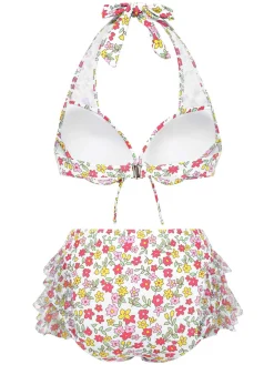 Outlet Retro Stage 1950s Halter Ditsy Floral Ruffles Bikini Set