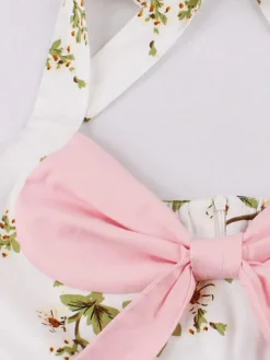 Online Retro Stage 1950s Halter Floral Swing Dress Pink