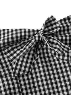 New Retro Stage 1950s Halter Gingham Plaids Bow Romper