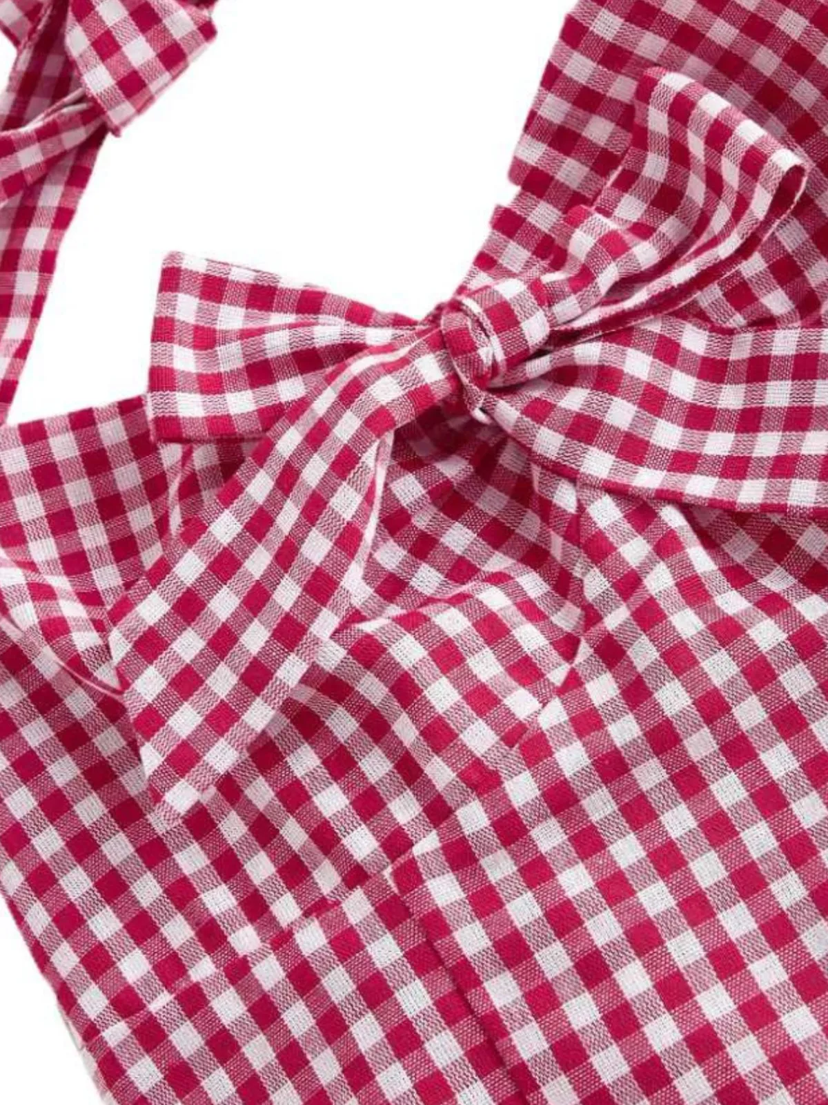 New Retro Stage 1950s Halter Gingham Plaids Bow Romper