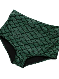 Outlet Retro Stage 1950s Halter Mermaid Scales Swimsuit Purple & Green