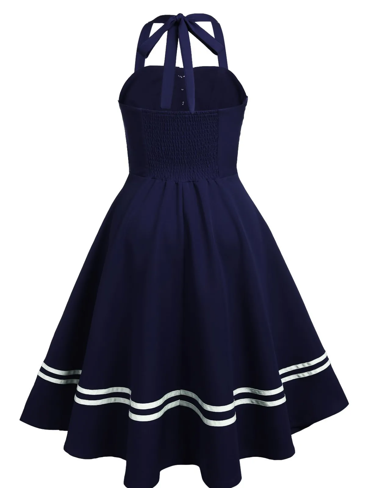 Hot Retro Stage 1950s Halter Navy Swing Dress