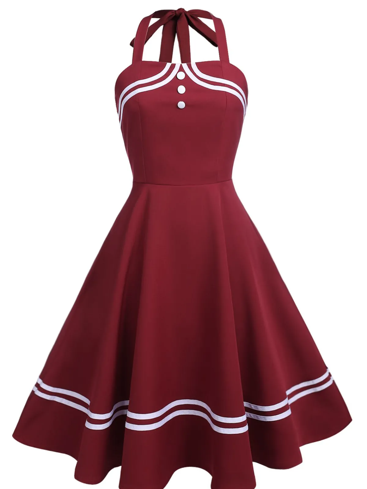 Hot Retro Stage 1950s Halter Navy Swing Dress