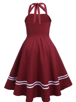 Hot Retro Stage 1950s Halter Navy Swing Dress