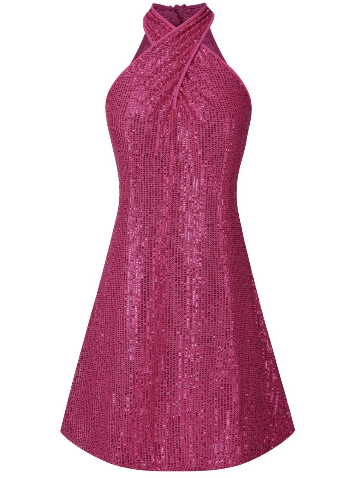 Hot Retro Stage 1980s Halter Off-Shoulder Sequined Dress