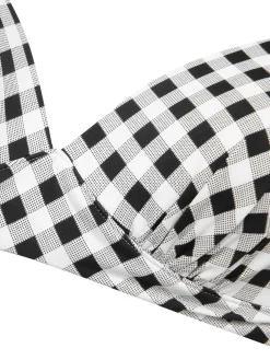 Sale Retro Stage 1950s Halter Plaids Lace-Up Swimsuit
