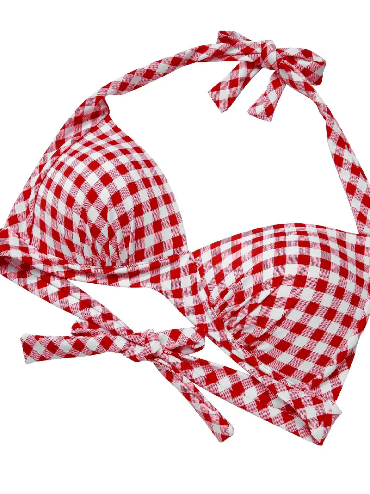 Sale Retro Stage 1950s Halter Plaids Lace-Up Swimsuit