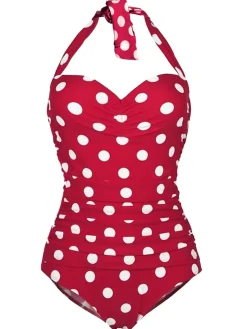 New Retro Stage 1950s Halter Polka Dot One-Piece Swimsuit