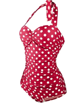New Retro Stage 1950s Halter Polka Dot One-Piece Swimsuit