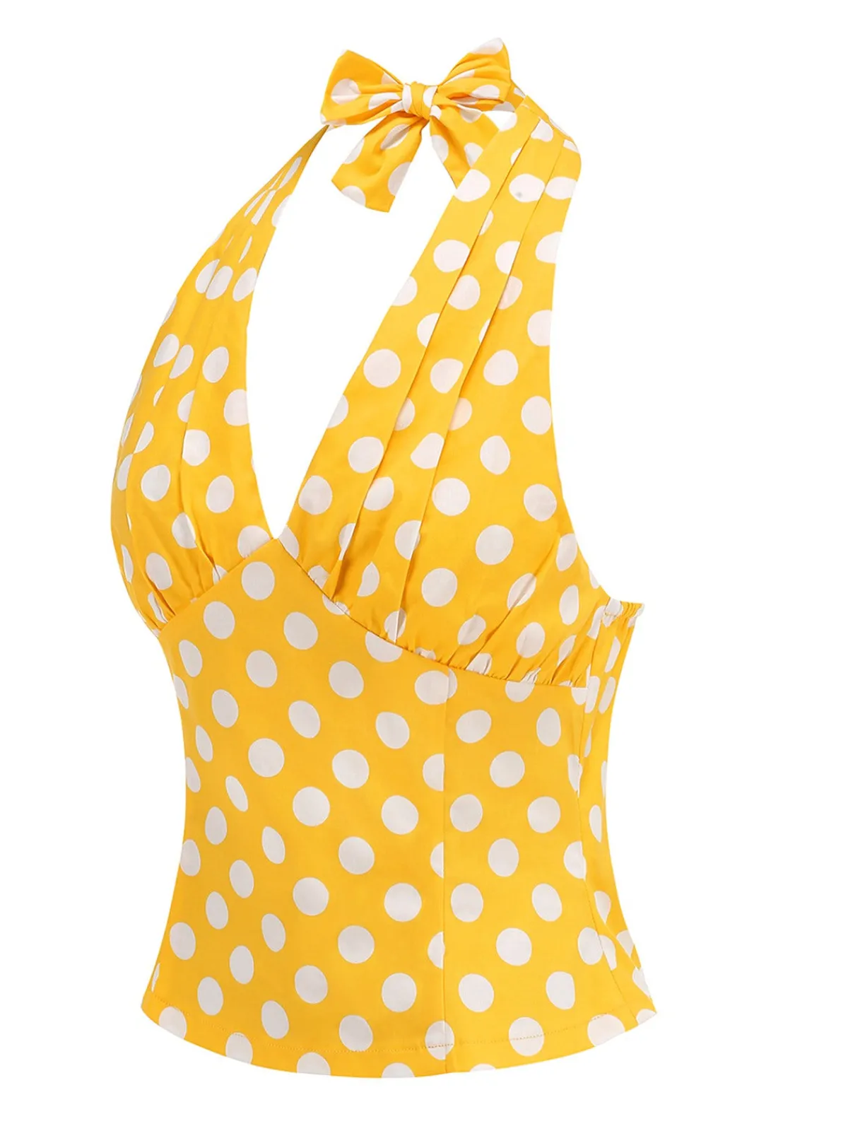 Discount Retro Stage 1950s Halter Polka Dots Backless Top