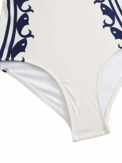 Sale Retro Stage 1940s Halter Swimsuit & Sailor-Stripe Shorts Set Blue & White