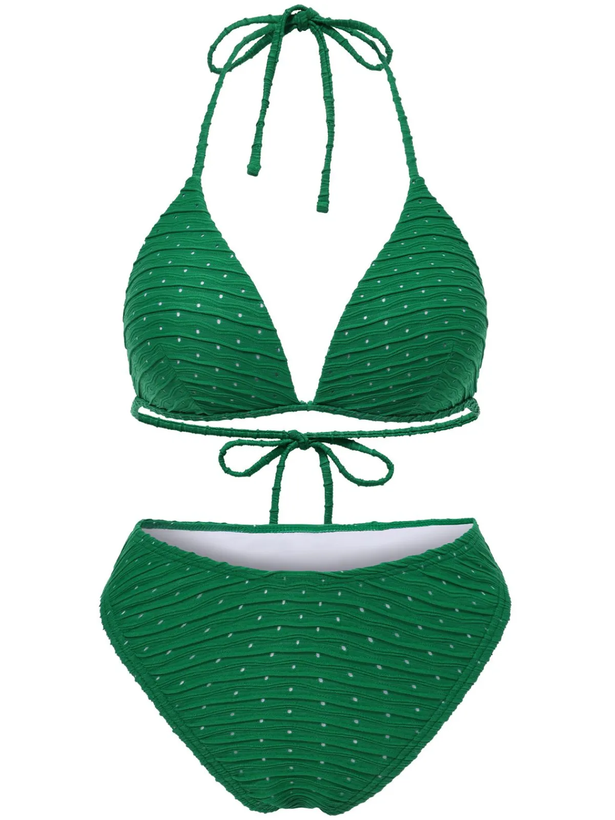 Outlet Retro Stage 1940s Halter Textured Solid Bikini Set & Cover-Up