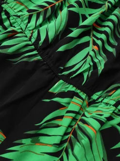 Discount Retro Stage 1950s Halter Tropical Palm-Leaf Romper