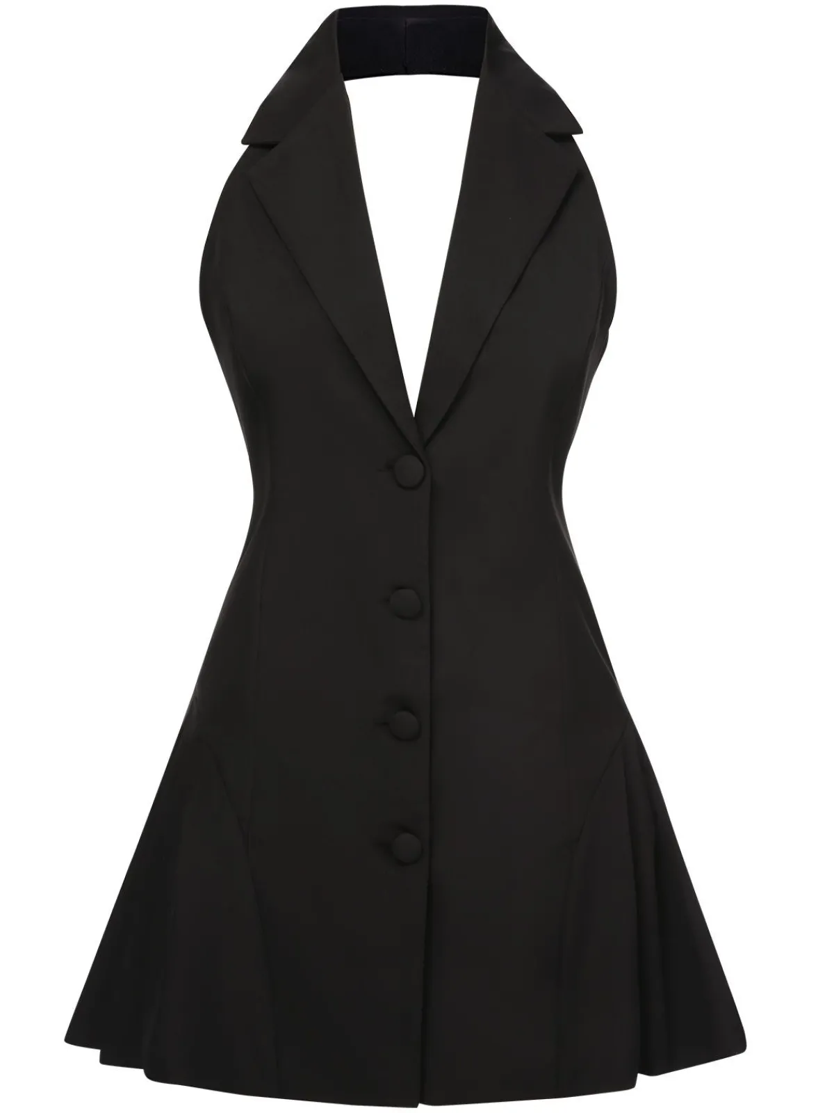 Best Retro Stage 1980s Halter V-Neck Backless Sleeveless Solid Dress