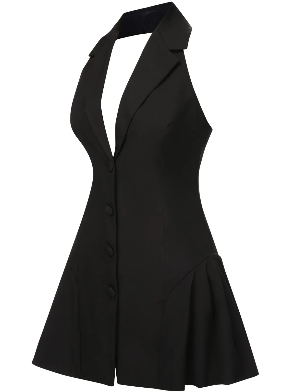 Best Retro Stage 1980s Halter V-Neck Backless Sleeveless Solid Dress