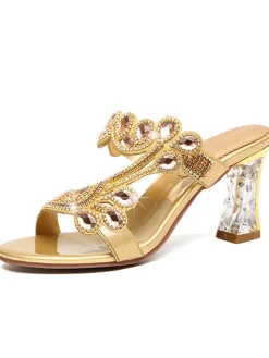 Hot Retro Stage 1920s Hand-Embellished Leather High Heels Shoes