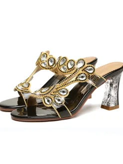 Hot Retro Stage 1920s Hand-Embellished Leather High Heels Shoes