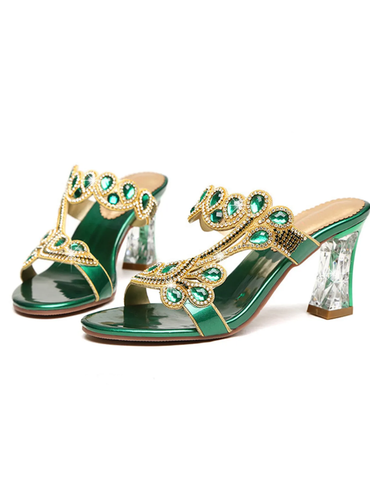 Hot Retro Stage 1920s Hand-Embellished Leather High Heels Shoes