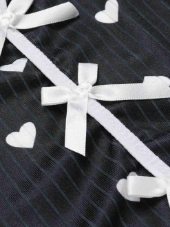 Fashion Retro Stage 1970s Heart Bow Spaghetti Strap Pajamas