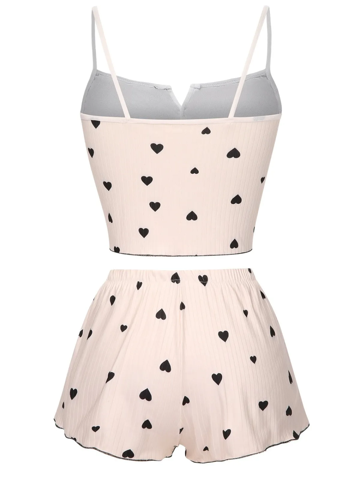 Fashion Retro Stage 1970s Heart Bow Spaghetti Strap Pajamas