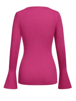 Sale Retro Stage 1970s Heart Cutout Knitted Solid Sweater