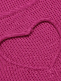 Sale Retro Stage 1970s Heart Cutout Knitted Solid Sweater