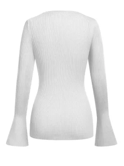 Sale Retro Stage 1970s Heart Cutout Knitted Solid Sweater