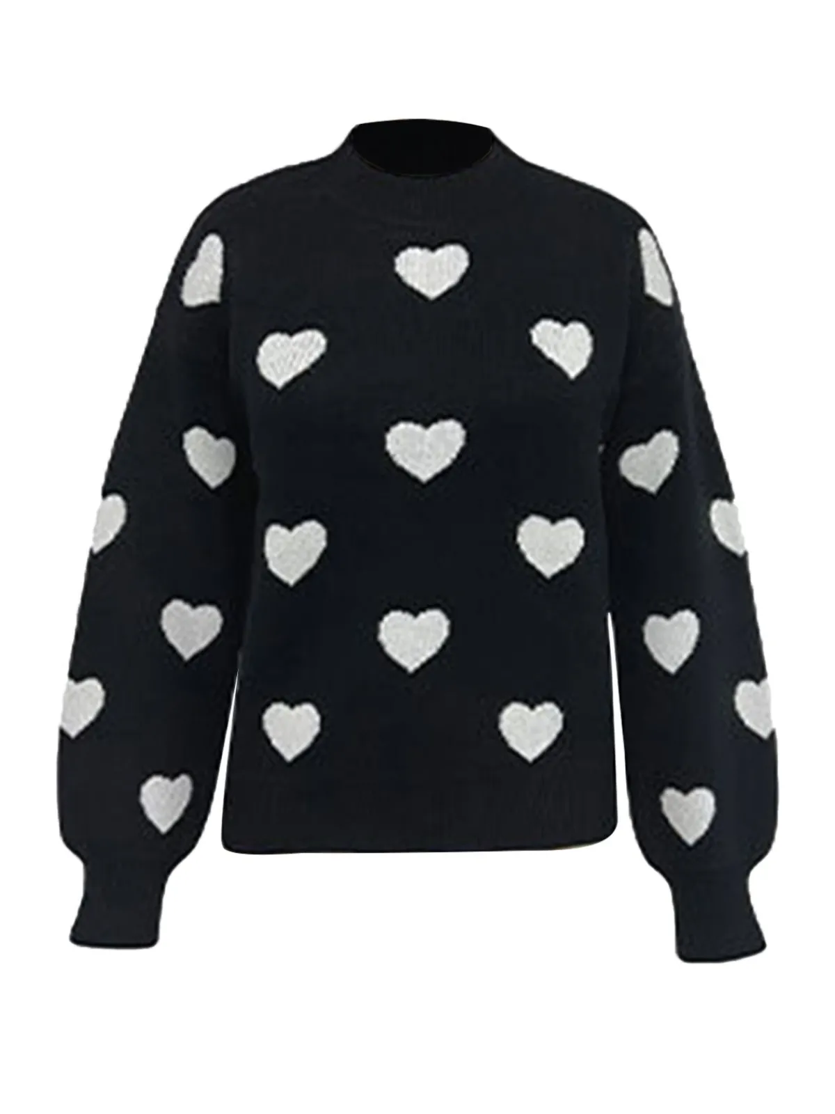 Outlet Retro Stage 1950s Heart Dots Knitted Solid Sweater