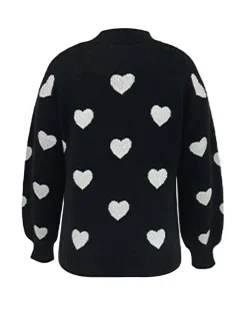 Outlet Retro Stage 1950s Heart Dots Knitted Solid Sweater