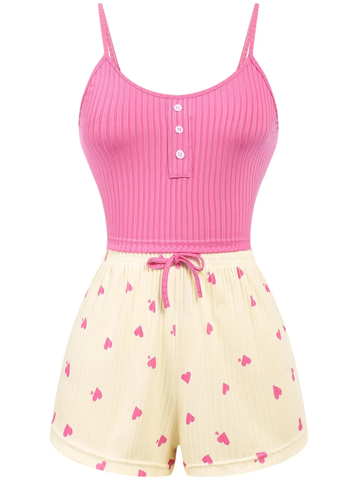 Clearance Retro Stage 1960s Heart Knit Spaghetti Strap Pajama