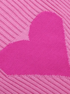 Outlet Retro Stage 1950s Heart Knitted Patchwork Sweater Pink