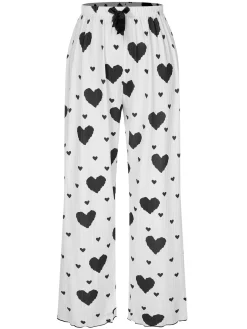 Best Retro Stage 1970s Hearts Knit Spaghetti Strap Pajamas