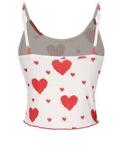 Best Retro Stage 1970s Hearts Knit Spaghetti Strap Pajamas