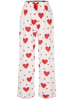 Best Retro Stage 1970s Hearts Knit Spaghetti Strap Pajamas