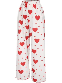 Best Retro Stage 1970s Hearts Knit Spaghetti Strap Pajamas