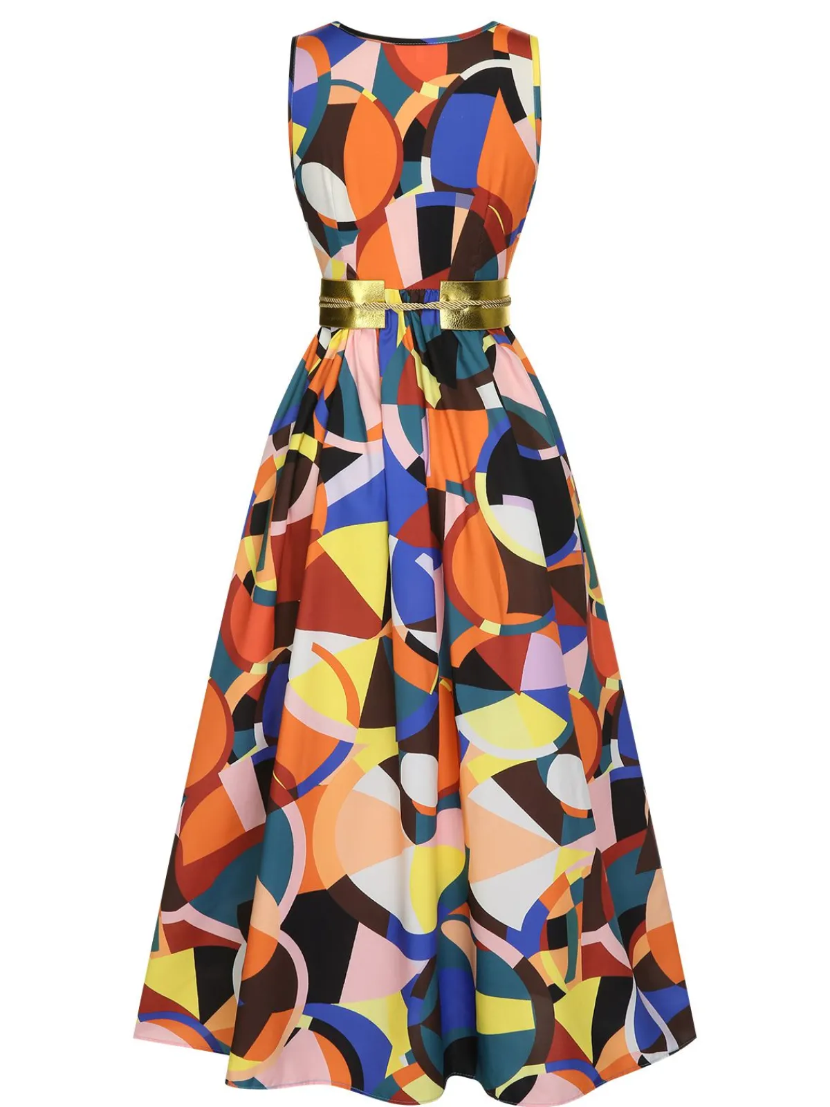 Fashion Retro Stage 1930s High Slit V-Neck Belted Dress