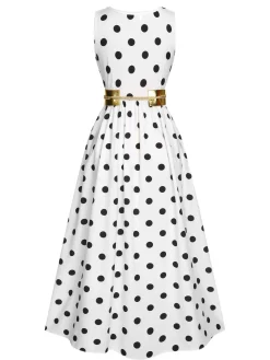 Fashion Retro Stage 1930s High Slit V-Neck Belted Dress